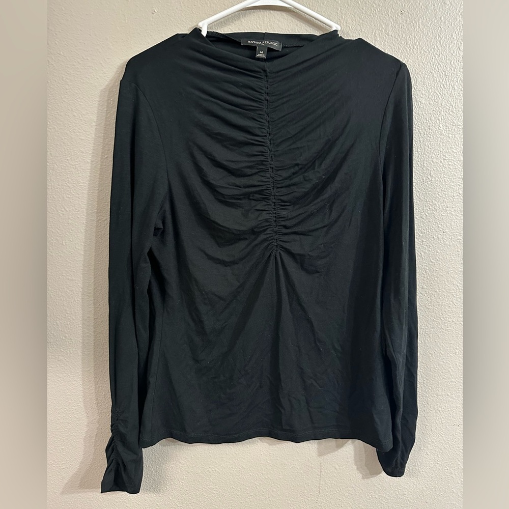 Banana Republic Black Ruched Blouse